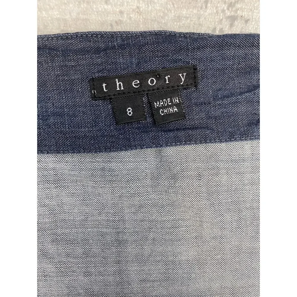 Theory Dress Womens Size 8 Catalina Greece Classic Designer Denim Mini Going Out